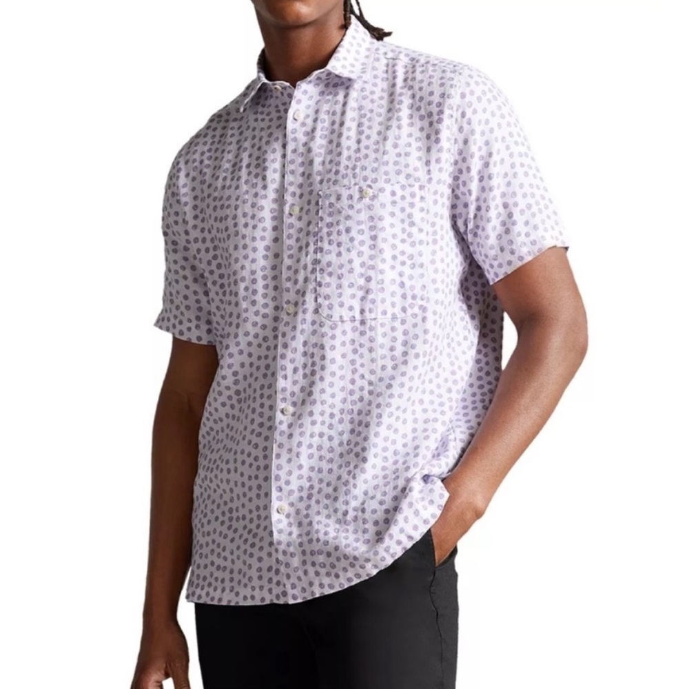 Ted Baker 100% Linen Short-Sleeve Button-Up Shirt | Size Large (4)